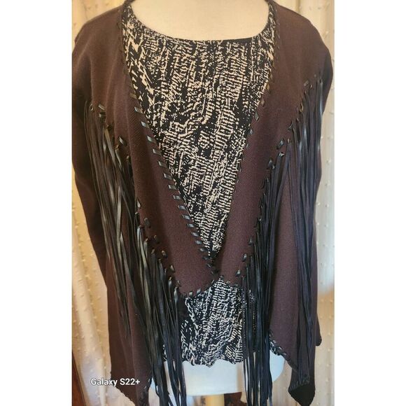 J45  Ariat Western sweater cardigan with fringe - Picture 2 of 14